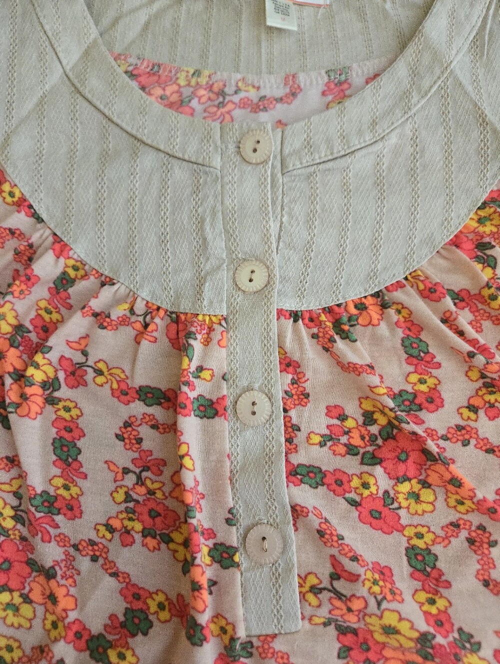 Lux Urban Outfitters Vintage 70s Style Floral Pink Beige Puff Sleeve Blouse EB4 - Picture 8 of 10